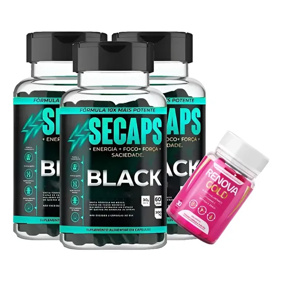 3 Secaps Black Original Natural + Super Colageno Gold