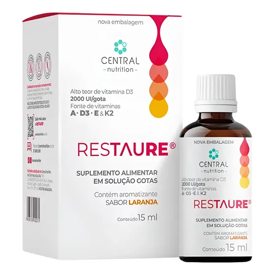 Restaure Vitamina D3 A D E K 2000ui Central Nutrition K2mk7 Laranja