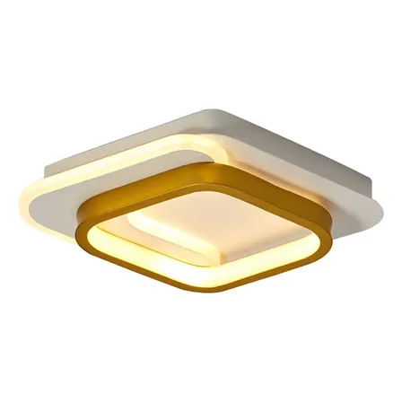 Luminária Teto Moderna Plafon Sobrepor Quadrado Luz 110/220v 127/220v Dourado