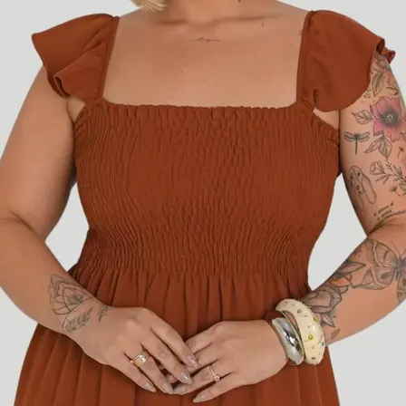 Vestido Longuete Elegante Com Lastex Tecido Duna Confortavel