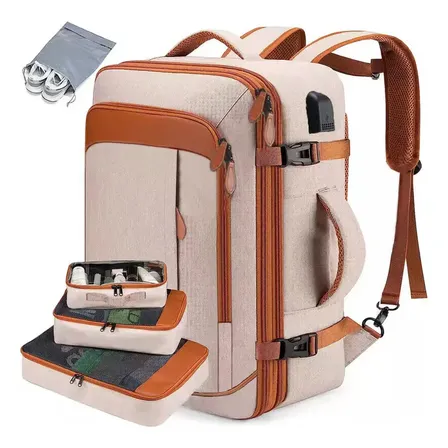 Mochila 4 Em 1 Viagem Grande Reforçada Saída Usb Premium Cáqui