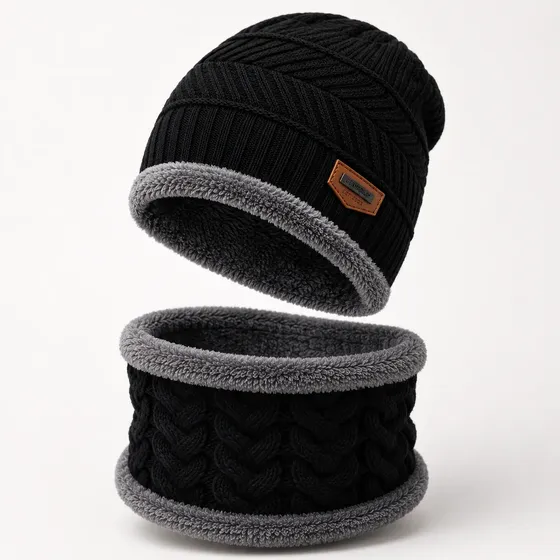 Touca Gorro Inverno Frio + Protetor De Pescoço Pelúcia