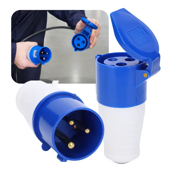 Conjunto Tomada Industrial Plug Macho 2p+t 32a Azul