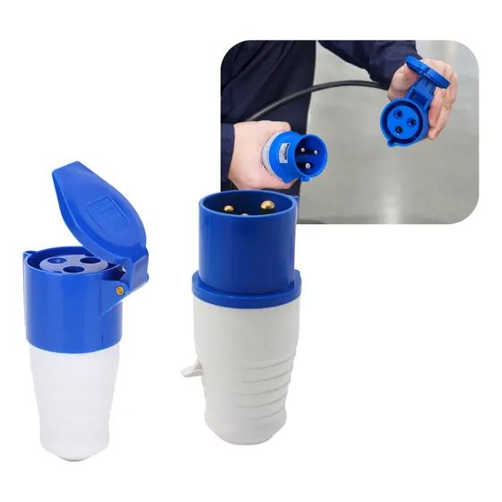 Conjunto Tomada Industrial Plug Macho 2p+t 16a Azul