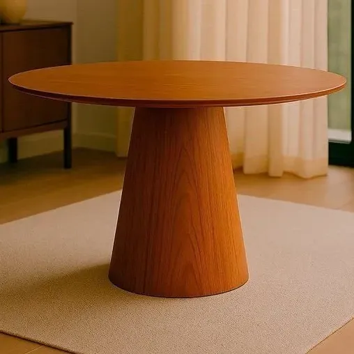 Mesa De Jantar Base Cone Em Madeira Laminada 120cm Fb