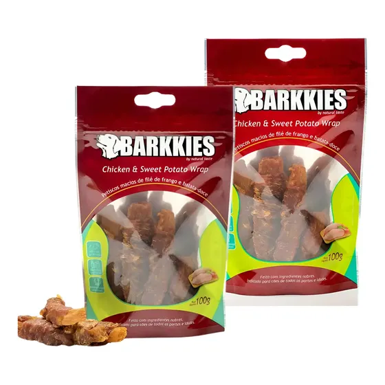 2 Barkkies Frango Batata Doce Natural Adestramento 100g