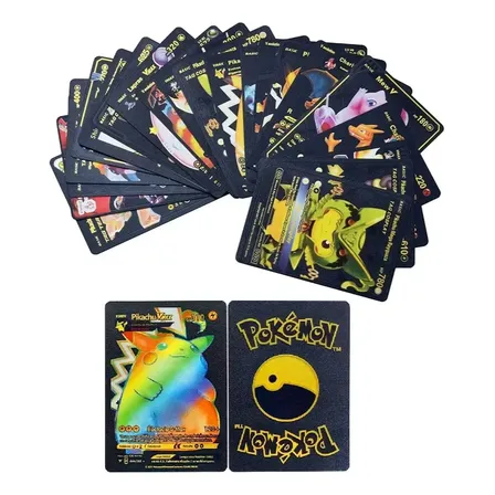 Pack Com 55 Cartas Pokémon Preta Cromada Cartas Pokémon Preta Inglês