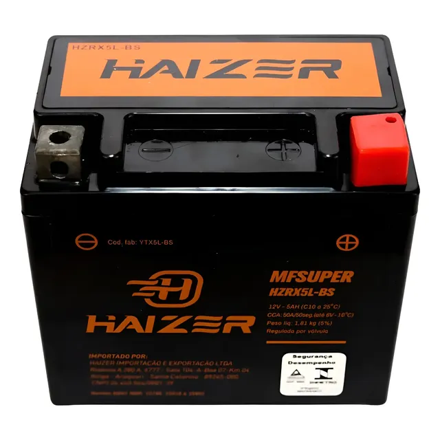 Bateria Moto Haizer 5ah Fan Titan Yamaha Biz 1 Ano Garantia