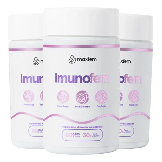 Kit 3 Imunofem Saúde Feminina Ácido Fólico Cranberry Maxfem