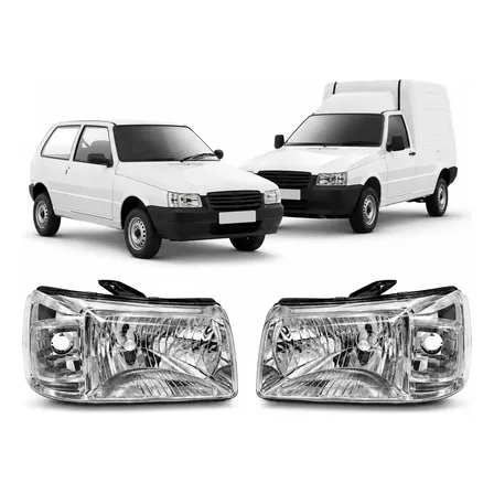 Par Farol Fiat Uno Mille Fire Economy Cromado 2004 Até 2013 Ambos Lados