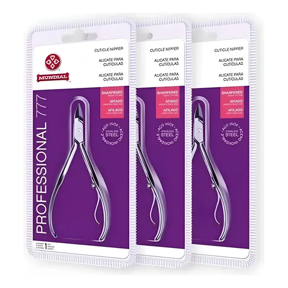 Kit 3 Alicates Inox Cutícula Afiado 777 Profissional Mundial