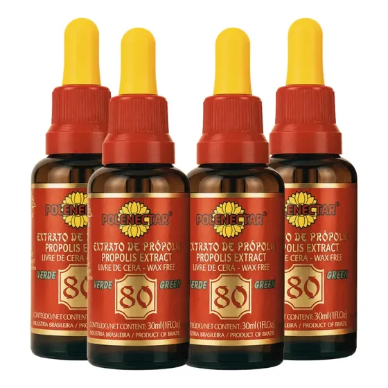 Kit 4x Extrato De Própolis Wax Free 80 - Polenectar