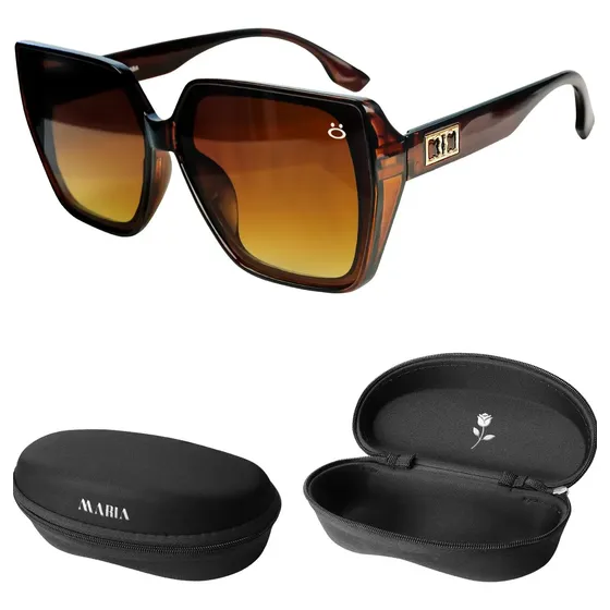 Oculos Sol Feminino Quadrado Protecao Uv + Case Presente