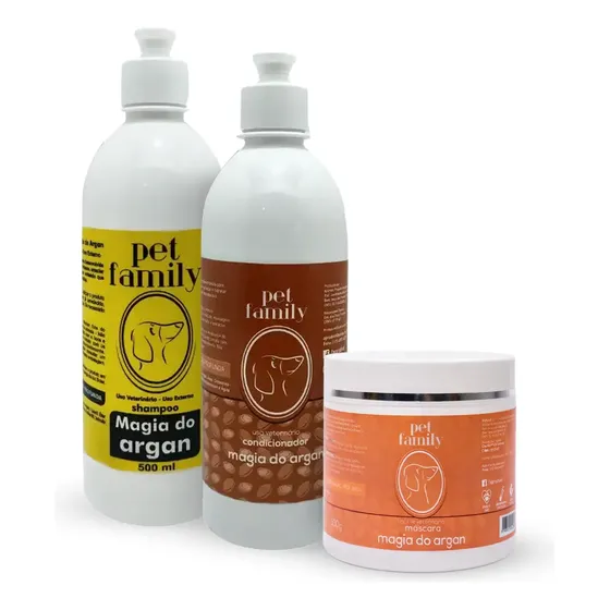 Kit Hidratação Pet Argan Cães Gatos Pelagem Longa Pet Family