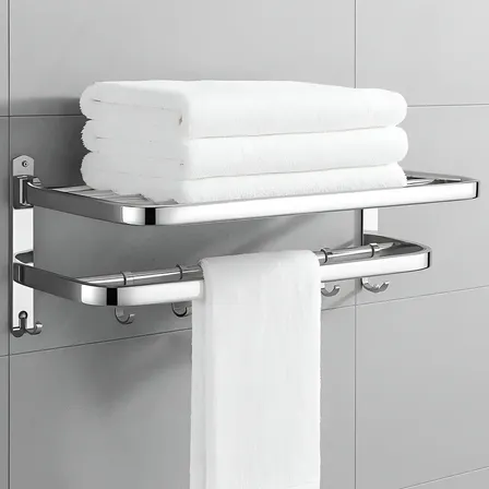 Toalheiro Duplo Aço Inox Banheiro Moderno Porta Toalhas
