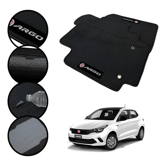 Jogo Tapete Carro Para Fiat Argo 2017 A 2025 Bordado Velcro
