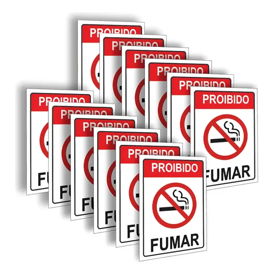 12 Placas Proibido Fumar Não Fume Neste Local + Nota Fiscal