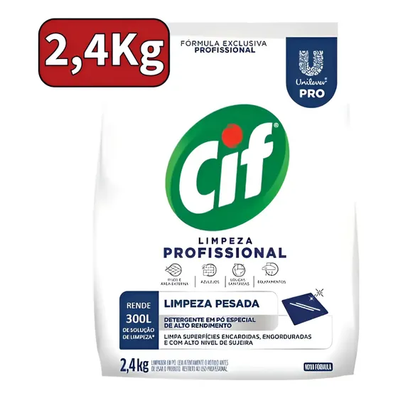 Sabão Em Pó Cif 2,4kg Lava Roupas Limpeza Profissional