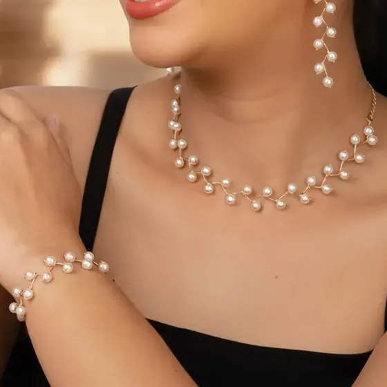 Colar + Brincos + Pulseira Feminino Presente Namorada Esposa