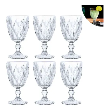 Jogo 6 Taças Vidro 340/350ml Diamond Transparente Transparente - Diamond