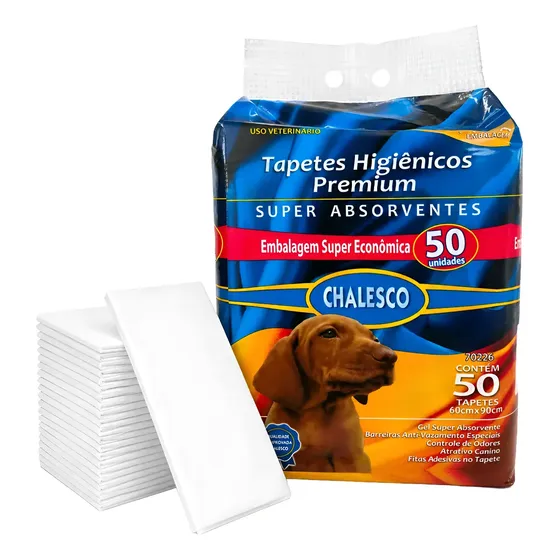 Tapete Higiênico Chalesco 50 Un 90x60cm Para Cães Com 50 Un.