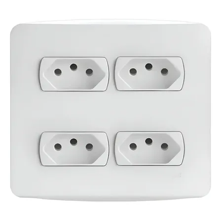 Conjunto Placa 4x4 Tomada Quádrupla 10a Miluz Schneider Branco