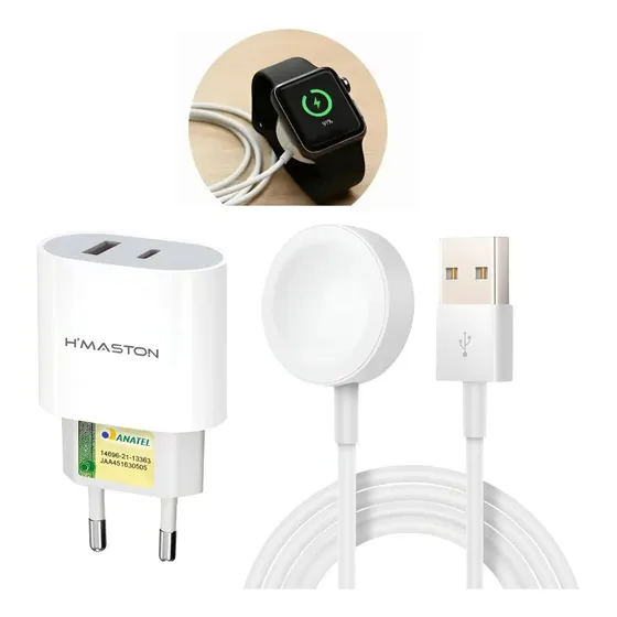 Carregador Para Apple Watch Series E Ultra Branco Com Fonte