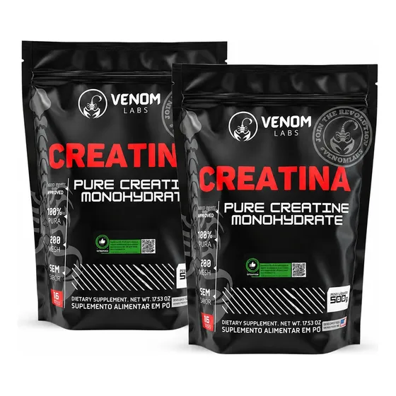 Kit Creatina 100% Pura 1kg (2und 500g) Venom Labs Com Laudo