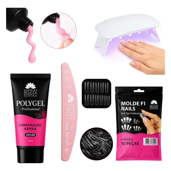 Kit Polygel Profissional Nail Completo Com Cabine Uv/led