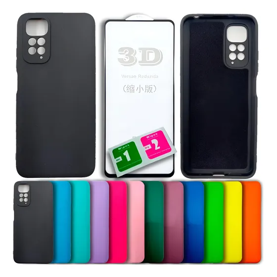 Kit Película 3d + Capa Silicone Veludo P/ Redmi Note 11 4g