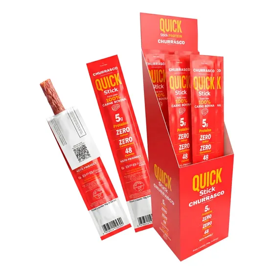 Box Com 10un Quick Stick Protein - Sabor Churrasco