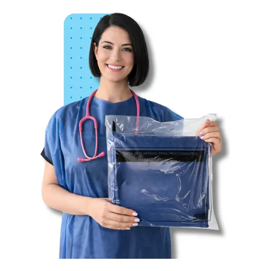 Avental Descartável Tnt 40g Sem Manga Azul 100 Unidades