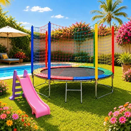 Kit Cama Elástica Pula Pula 2,30m Com Escorregador Médio De Acordo Com Disponibilidade De Estoque