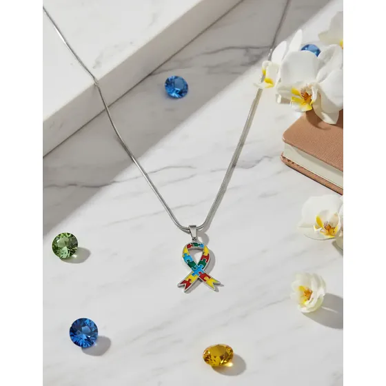 Cordão Aço Cirúrgico Inox Autismo Lacinho Autista Laço Tea
