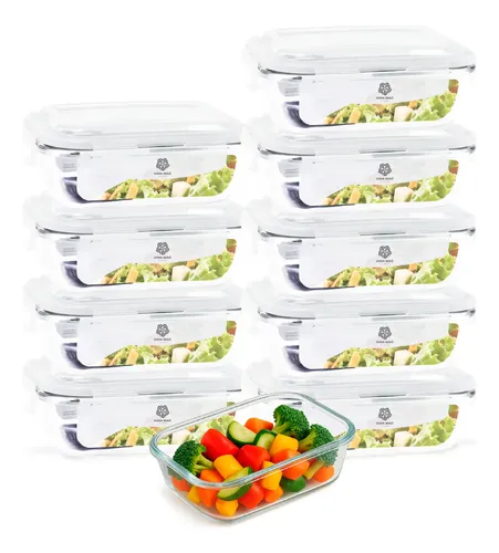 Kit 10 Potes Vidro 640ml Hermético Refratário Marmita Forno