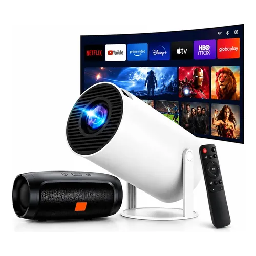 Kit Projetor Hy300 Android Wi-fi + Caixa De Som Bluetooth Branco 127/220v