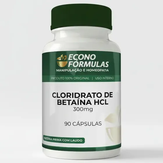 Cloridrato De Betaína Hcl 300mg 90 Cáps Suplemento Digestão
