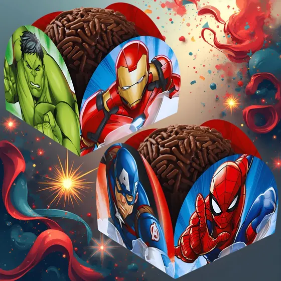 50 Forminhas Vingadores Doces Festa Infantil Aniversário Vingadores Avengers