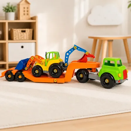 Carreta Retroescavadeira Brinquedo Trator Infantil Caminhão Colorido