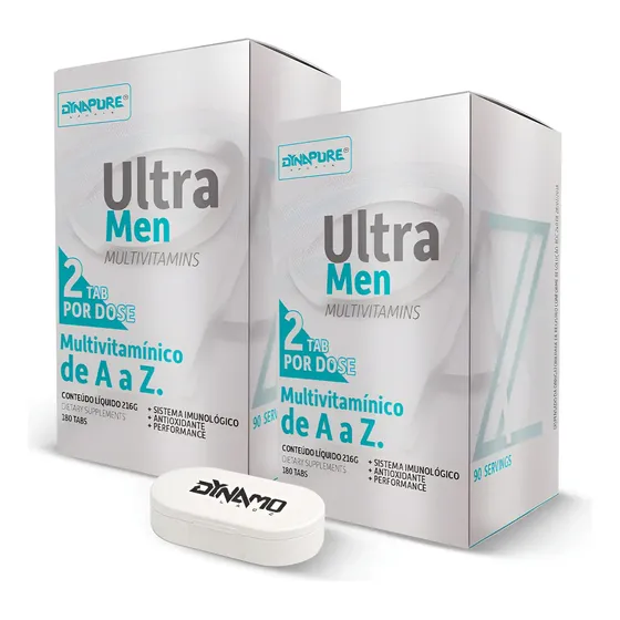2x Multivitamínico Ultra Men 180tabs + Porta Comp. Dynapure