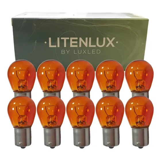 Kit 10 Lâmpadas Pisca 1 Polo 12v P21w Ambar Bau15s Pino Y