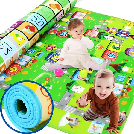 Tapete Infantil Interativo Bebe Verde Animais Bichos Verde
