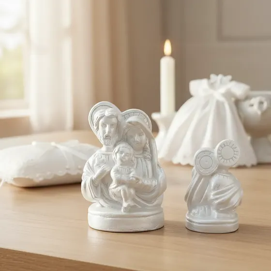 Kit 15 Imagem Sagrada Família Mini 7cm Lembrancinha Batizado