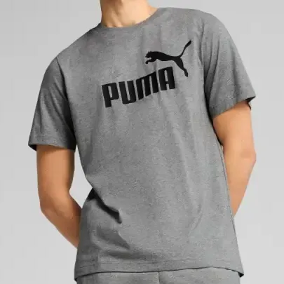Camiseta Masculina Ess Logo Tee Puma Medium Gray Heather Liso M