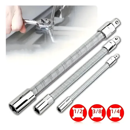 Kit 3 Adaptador De Extensão De Soquete Flexível 3/8 1/41/2
