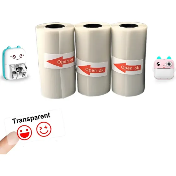 Kit 3 Bobina Adesiva 57mm Rolo Transparente Mini Impressora