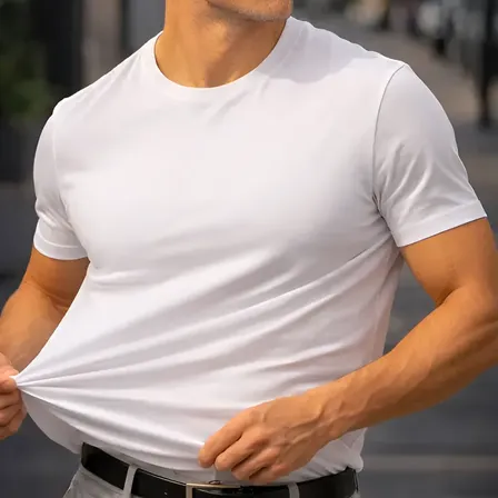 Camiseta Basica Modal Masculina Algodão Malha Peruana Branco Sem Estampa G Liso