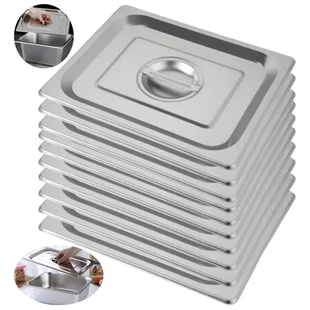 10 Tampas P/ Cuba Gastronômica Aço Inox 1/2 - 32,5 X 26,5cm