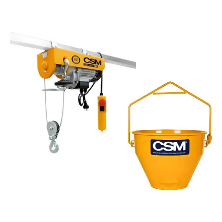 Guincho Elétrico 300/600kg Csm Com Balde Amarelo 220v 1