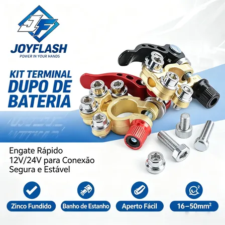 2 Conector Terminal Bateria Dourado Bateria C/ Engate Rápido